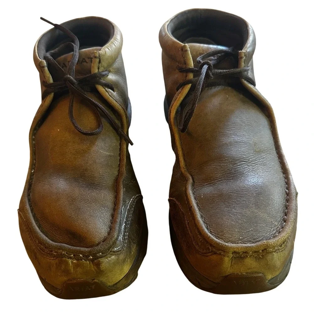Ariat Spitfire Mens Brown Leather Moc Toe Chukka Boots Size‎ 13D